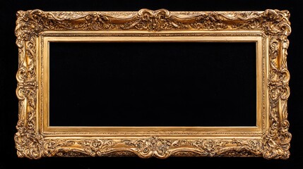 baroque. Ornate golden frame on dark velvet, showcasing intricate baroque details and luxurious texture. event programs, museum guides, designed for cultural heritage projects and event programs.