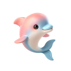 Fototapeta premium Colorful dolphin illustration in pastel pink and blue