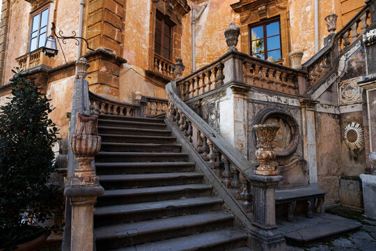 Villa Palagonia, the 18th-century 'Villa of Monsters' in Bagheria, Sicily, near Palermo, an early example of Sicilian Baroque architecture