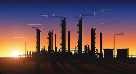 Refinery Sunset Silhouette.