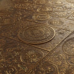 Obraz premium Ornate Metal Tiles with Vintage Floral and Circular Designs