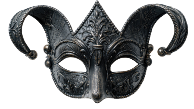 Antique decorative carnival masquerade mask with gothic details isolated on white background