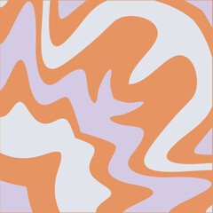 A fluid abstract pattern with wavy organic shapes in a soothing palette of orange lavender and white perfect for graphic design projects.