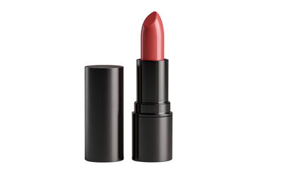 Fototapeta premium Red lipstick in black tube, opened and closed