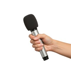 Hand Holding Microphone, Focus on Communication.