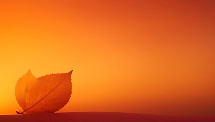 Golden leaf silhouette against a warm sunset background creating a serene atmosphere in nature