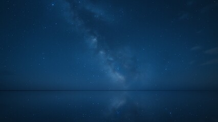 Fototapeta premium A fantastical mental landscape in which the starry sky blends into the surface of the water.