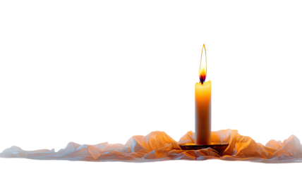 Burning candle in the shape of a heart romantic decoration with warm glowing flame love ambiance isolated on white background