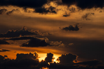 Dramatic clouds and sunset scenery