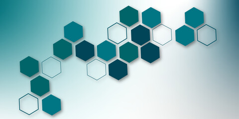 Modern abstract hexagonal background in blue gradient tones, futuristic polygon grid design, digital technology concept, clean minimal pattern for banner, wallpaper, template, and presentation.