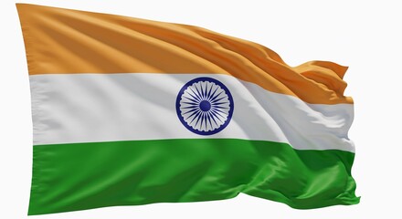 Waving National Flag with Orange, White and Green Stripes