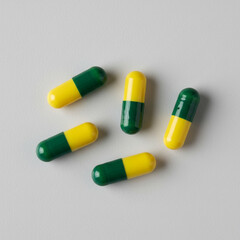 green pills on white background
