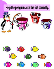 Penguin Fishing Math Game for Preschoolers - Montessori Counting Activity