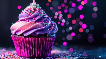 Sweet cupcake with sprinkles