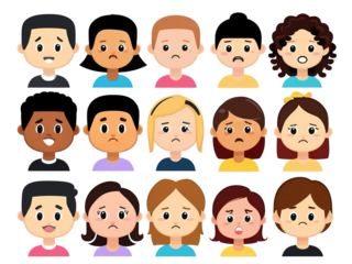 Cartoon businessman face with playful wink, suit and tie, isolated background.