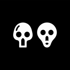 Minimalist Skulls in White on Black Vector