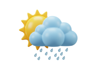 Isolated partly sunny with rain forecast, cartoon style weather prediction vector illustration
