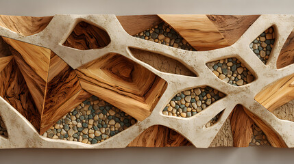 Beige Wooden Panel With Irregular Triangular Cutouts