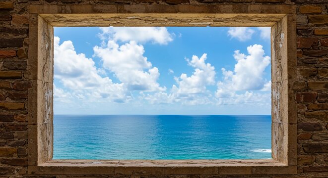 Fototapeta Ocean View Through Stone Window