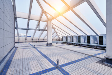 The building exterior at the top of the rooftop