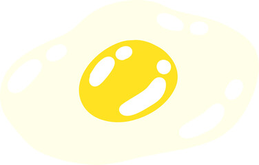 Cartoon Fried Egg Clipart – Sunny Side Up Egg with Bright Yellow Yolk and White Isolated Illustration PNG