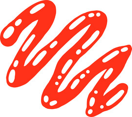 Red Ketchup Zigzag Drizzle Illustration – Tomato Sauce Line Clipart for Food Decoration