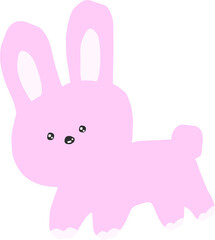 Cute Pink Bunny Character Illustration – Pastel Rabbit Cartoon Animal Clipart PNG