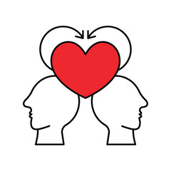 Emotional Intellect icon with white background vector stock illustration