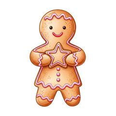 Fototapeta premium A charming gingerbread figure adorned with delicate icing detail and a cheerful expression, a festive symbol of holiday cheer.