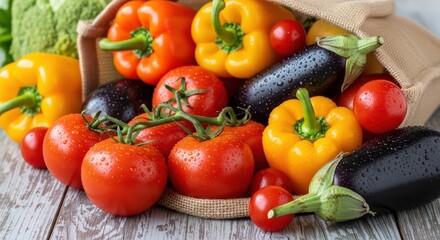 Fresh Ripe Vegetables From Grocery Bag Healthy Eating