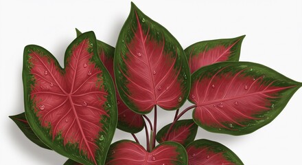 Caladium Plant with Red Leaves