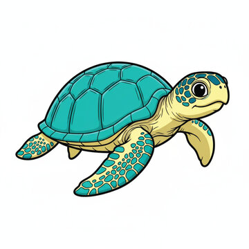 vektor animasi penyu hijau dengan latar putih