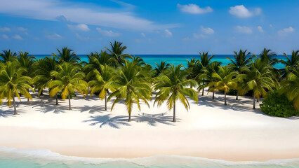 Escape to paradise with this stunning tropical beach scene and swaying palm trees - perfect for vacation vibes, travel ads, and serene getaways