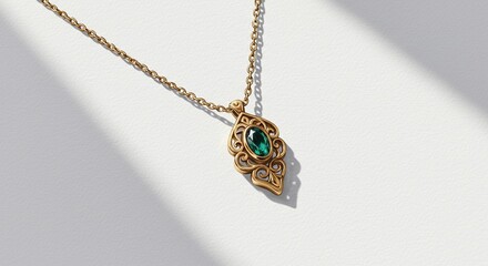 Emerald and Gold Pendant Necklace