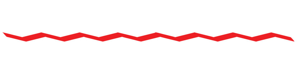 Zigzag Red Under Line Doodle Hand Drawn Sketch on Transparent Background