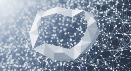 Geometric abstraction showcasing a polygonal shape within a connected dot network