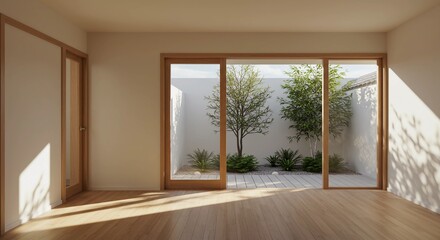 Minimalist Room with Courtyard View