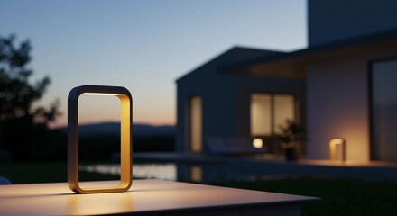 Outdoor Lamp in Garden Setting at Dusk
