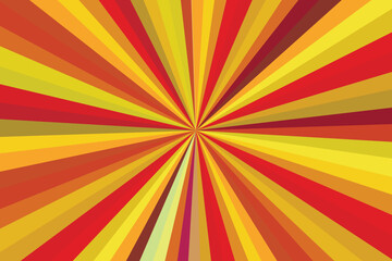 Pop art radial colorful comics book magazine cover. Striped color digital background. Cartoon funny retro pattern strip mock up. Vector halftone illustration. Sunburst, starburst shape.