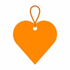 Orange Heart Tag - Simple Love Symbol for Gifts and Crafts.
