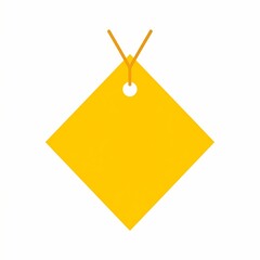 Bright Yellow Diamond Shaped Tag with String.