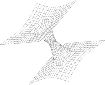 Wireframe hyperbolic surface abstract geometry. Vector