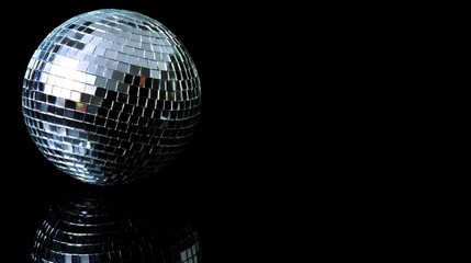 disco. Shiny disco ball reflecting sparkling lights against a dark backdrop, creating a festive atmosphere. lifestyle magazines.