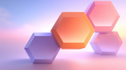 Abstract Hexagonal Shapes with Soft Pastel Background Colors