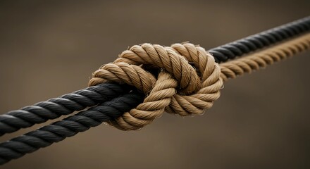 Rope Knot - Tan and Black Tied Together