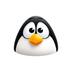Fototapeta premium Cartoon penguin cartoon face, transparent background, vector icon style, clean minimal, isolated object