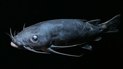 chimaera. A deep-sea chimaera glowing with bioluminescent forehead lights in the dark ocean abyss. wildlife magazines, conservation campaigns, designed for eco-tourism storytelling.
