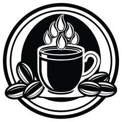 Flat Vector Icon of Coffee Mug with Rising Steam