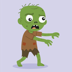 cute zombie cartoon character posing unsteadily with outstretched arms