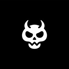 Devilish Skull with Horns Vector Illustration